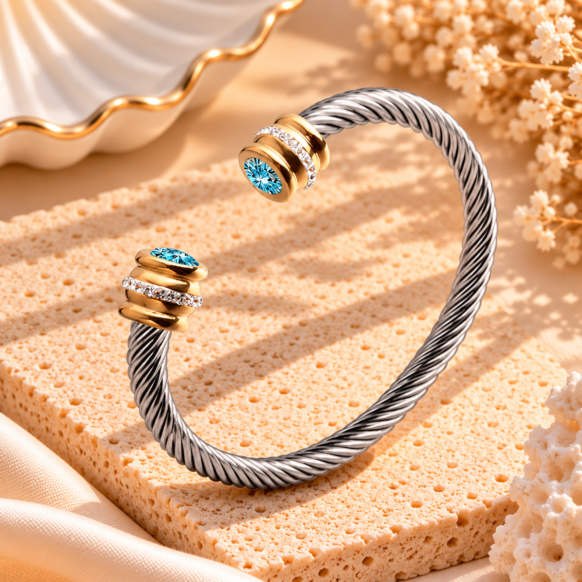 Two-Tone Birthstone Cable Bracelet