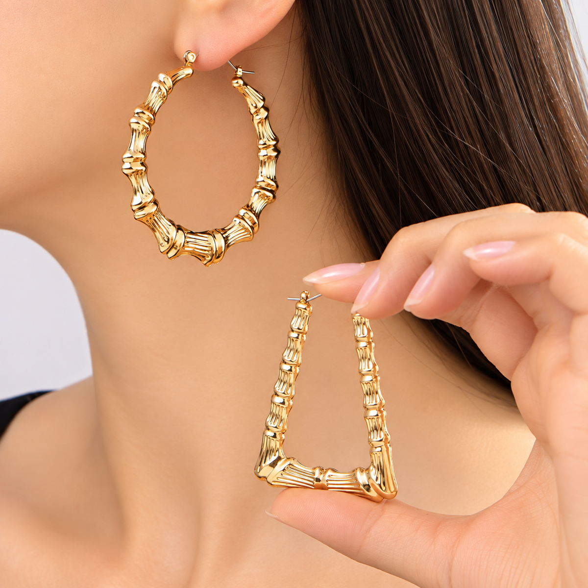 Geometric Textured Hoop Earrings set