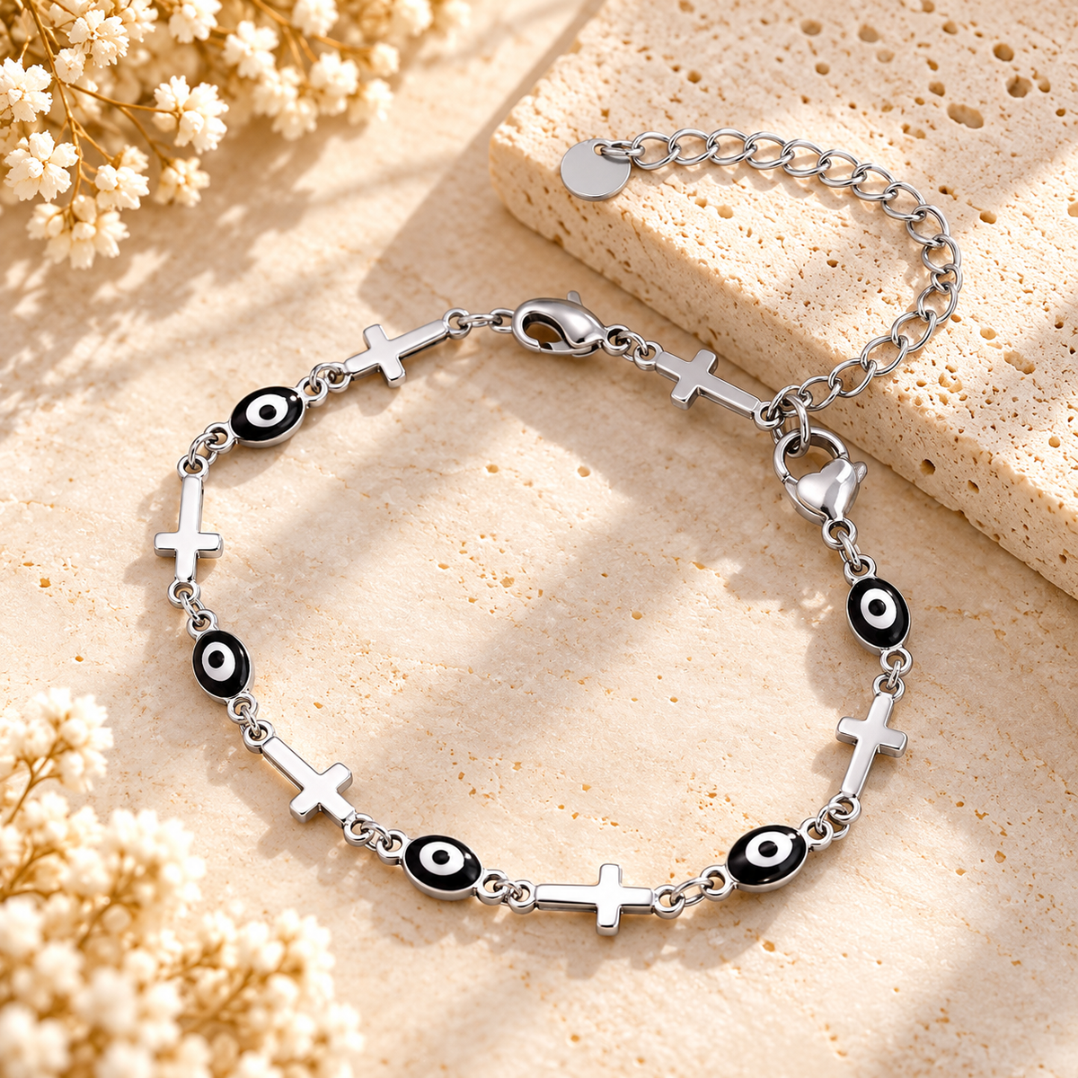 Silver Evil Eye Charm Bracelet – Choose Your Style
