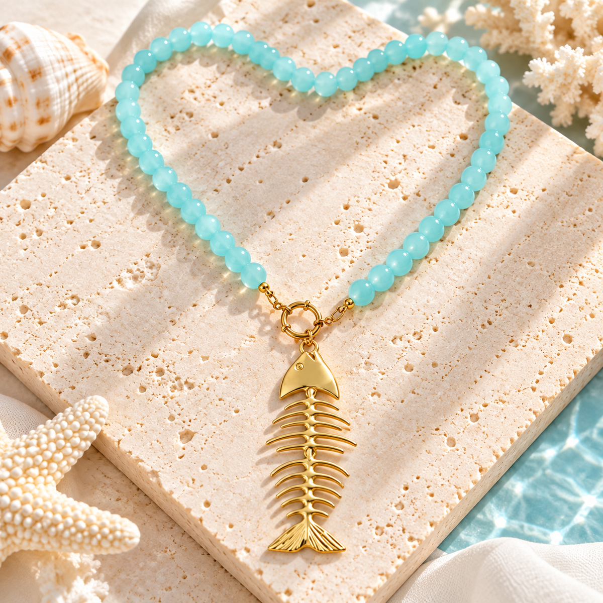 Coastal Fishbone Double-Strand Necklace