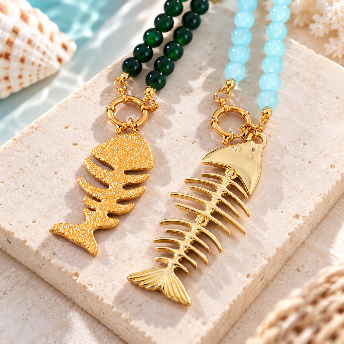 Coastal Fishbone Double-Strand Necklace