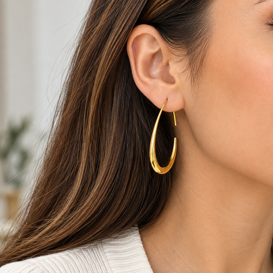 Sculpted Teardrop Hoop Earrings
