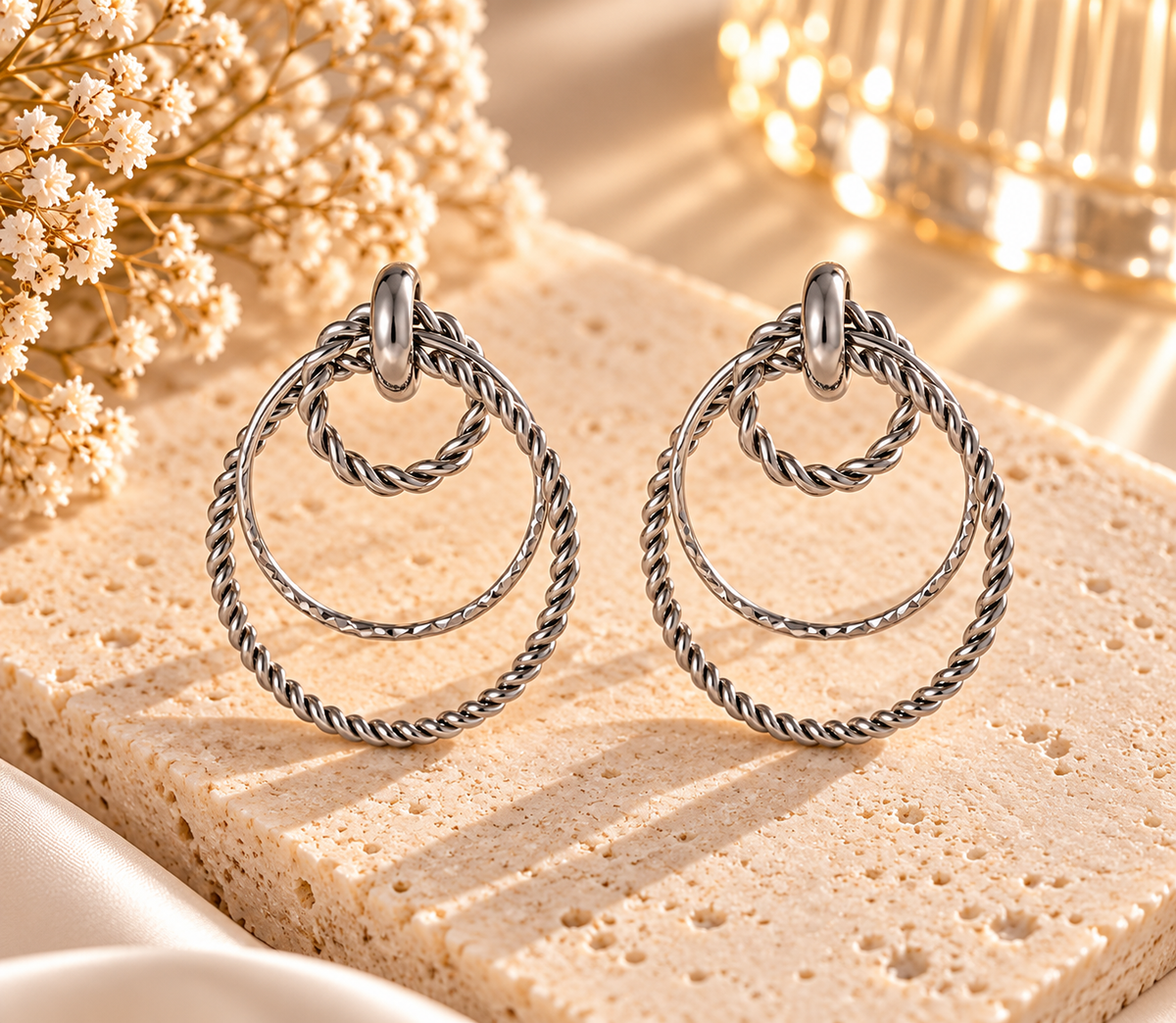Sculpted Twist Double Hoop Earrings