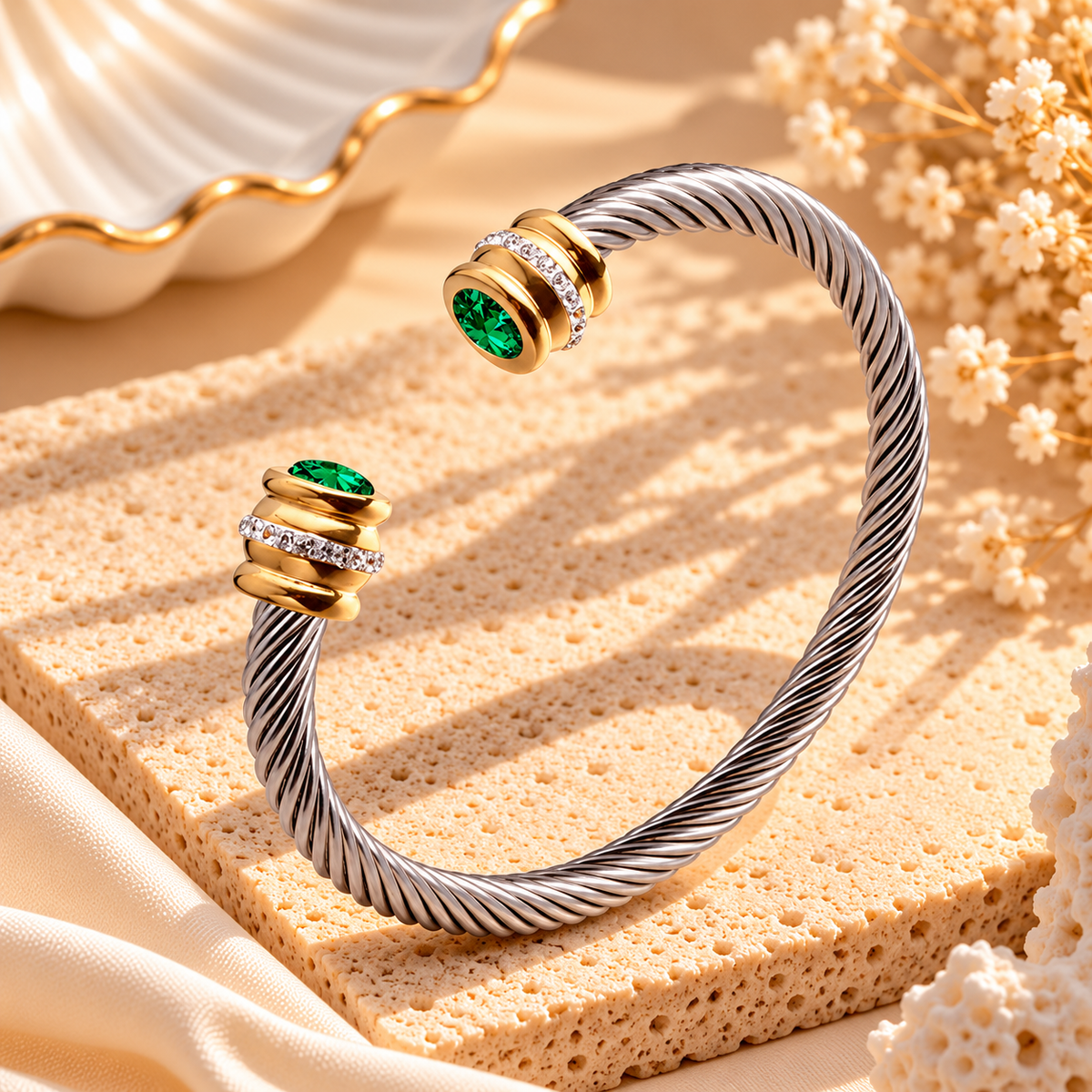 Two-Tone Birthstone Cable Bracelet