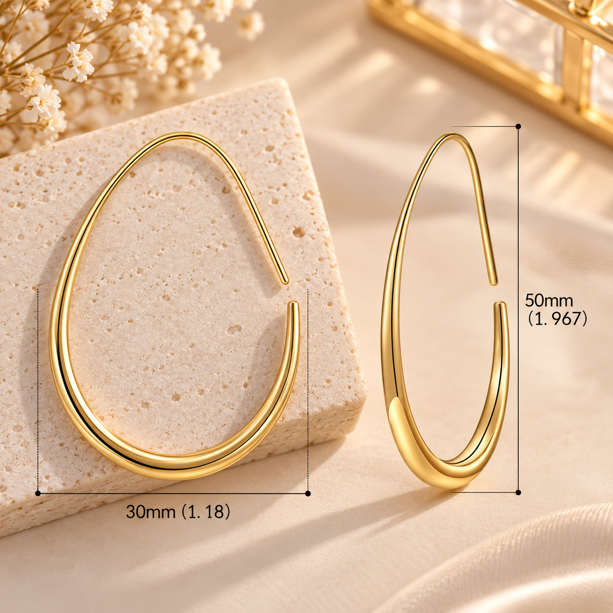 Sculpted Teardrop Hoop Earrings