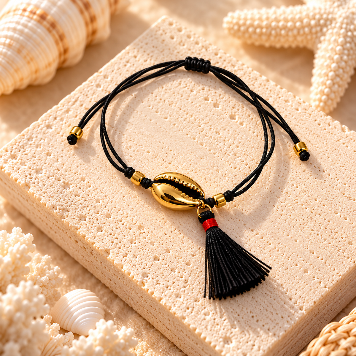 Coastal Cowrie Shell Tassel Bracelet