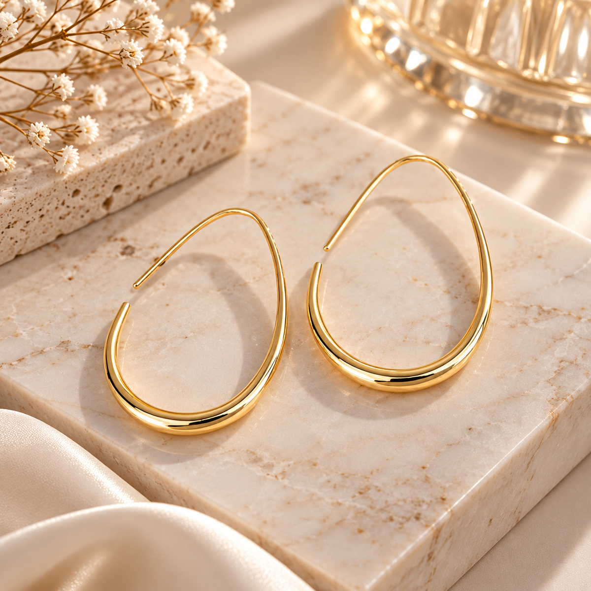 Sculpted Teardrop Hoop Earrings