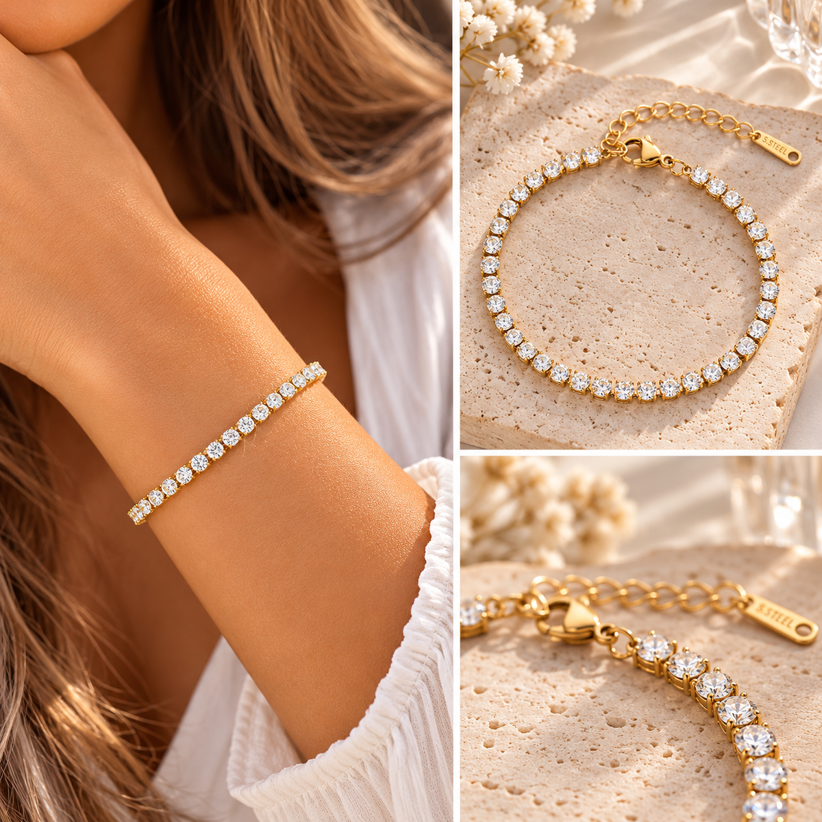 Timeless Sparkle Gold Tennis Bracelet