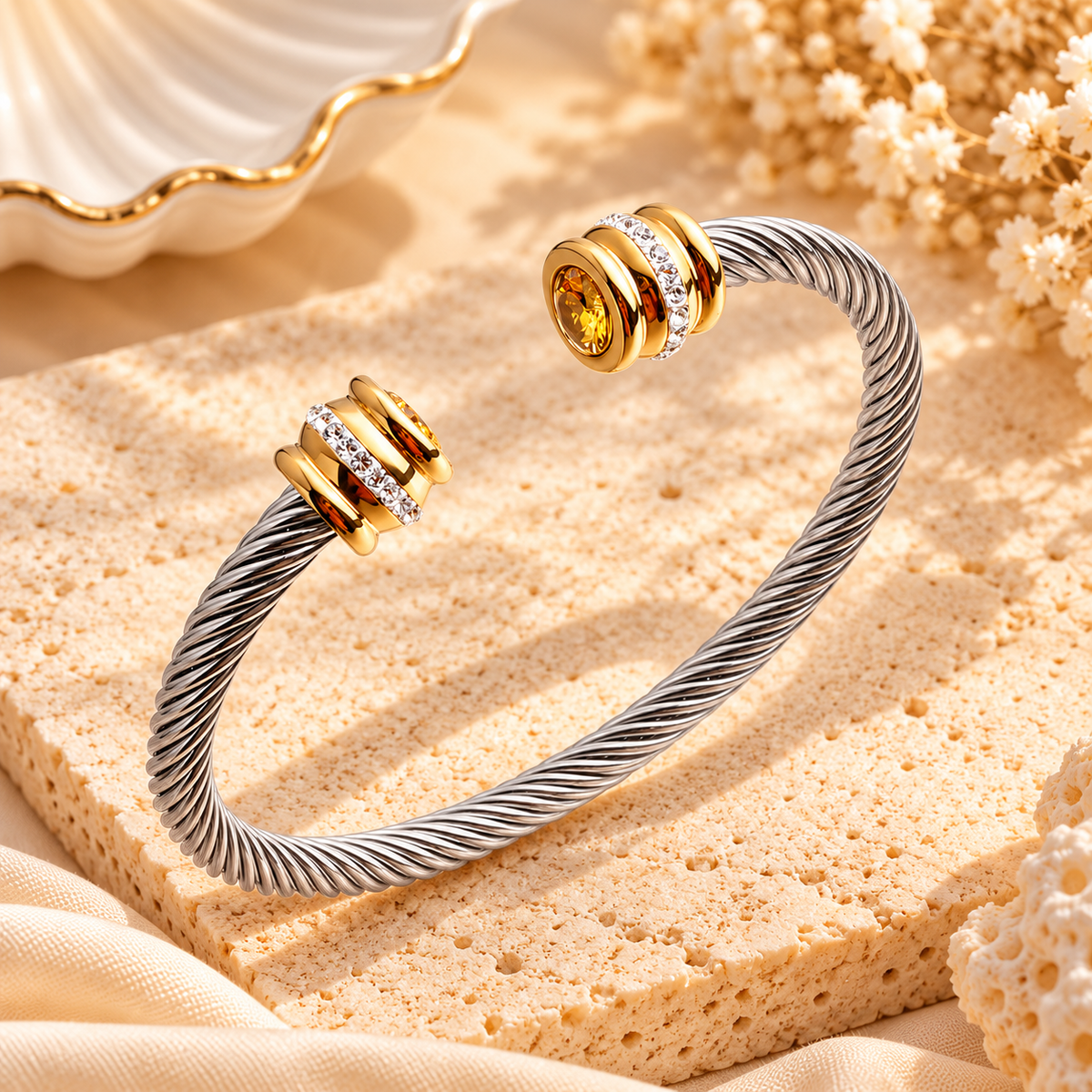 Two-Tone Birthstone Cable Bracelet