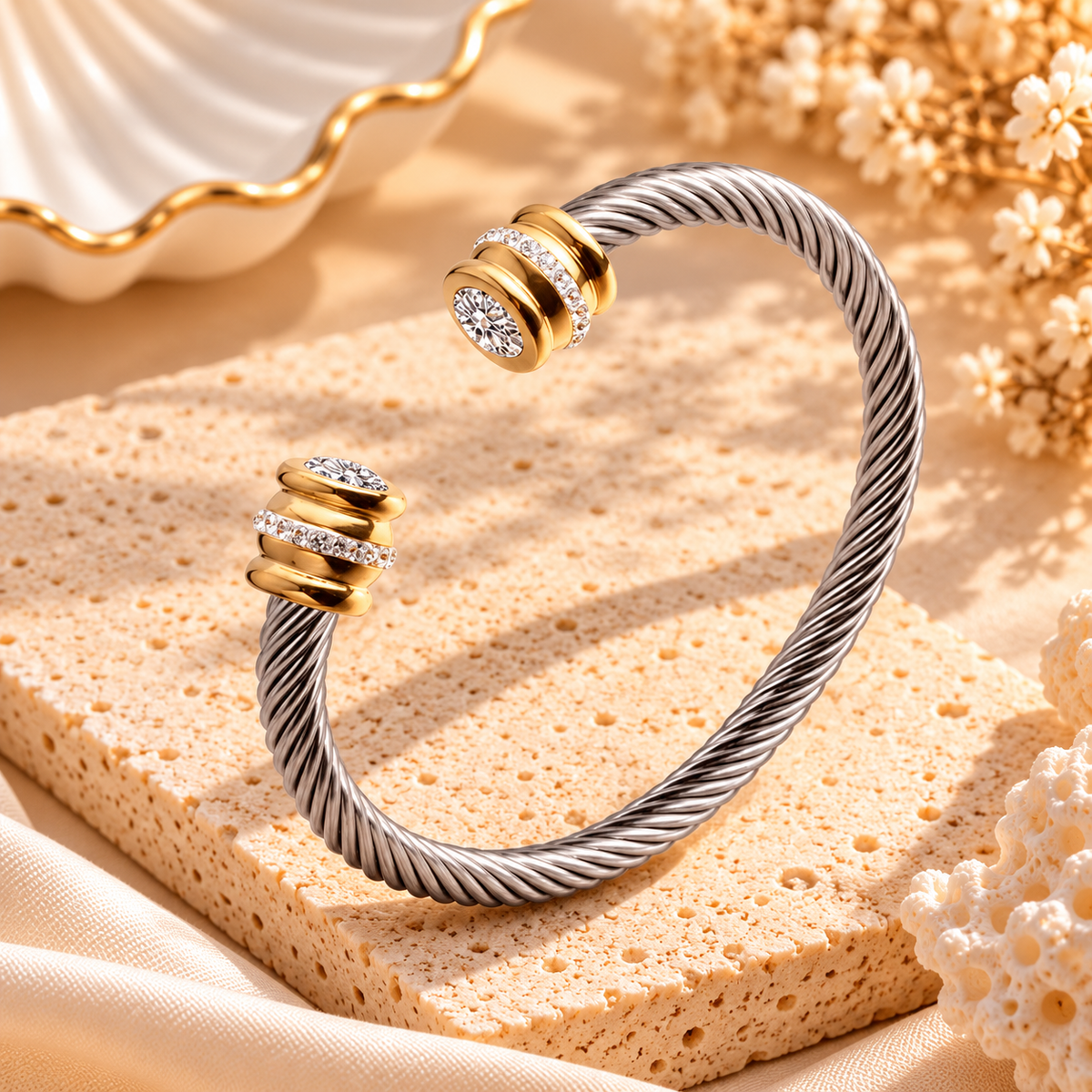 Two-Tone Birthstone Cable Bracelet