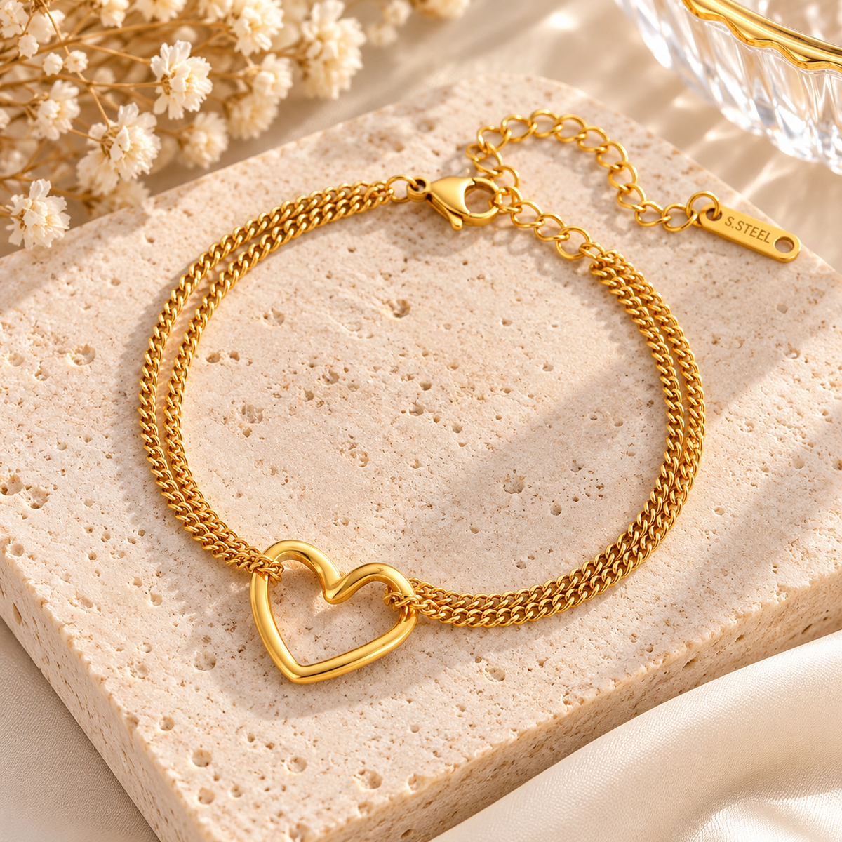 Sweetheart Double Chain Bracelet – Gold & Silver