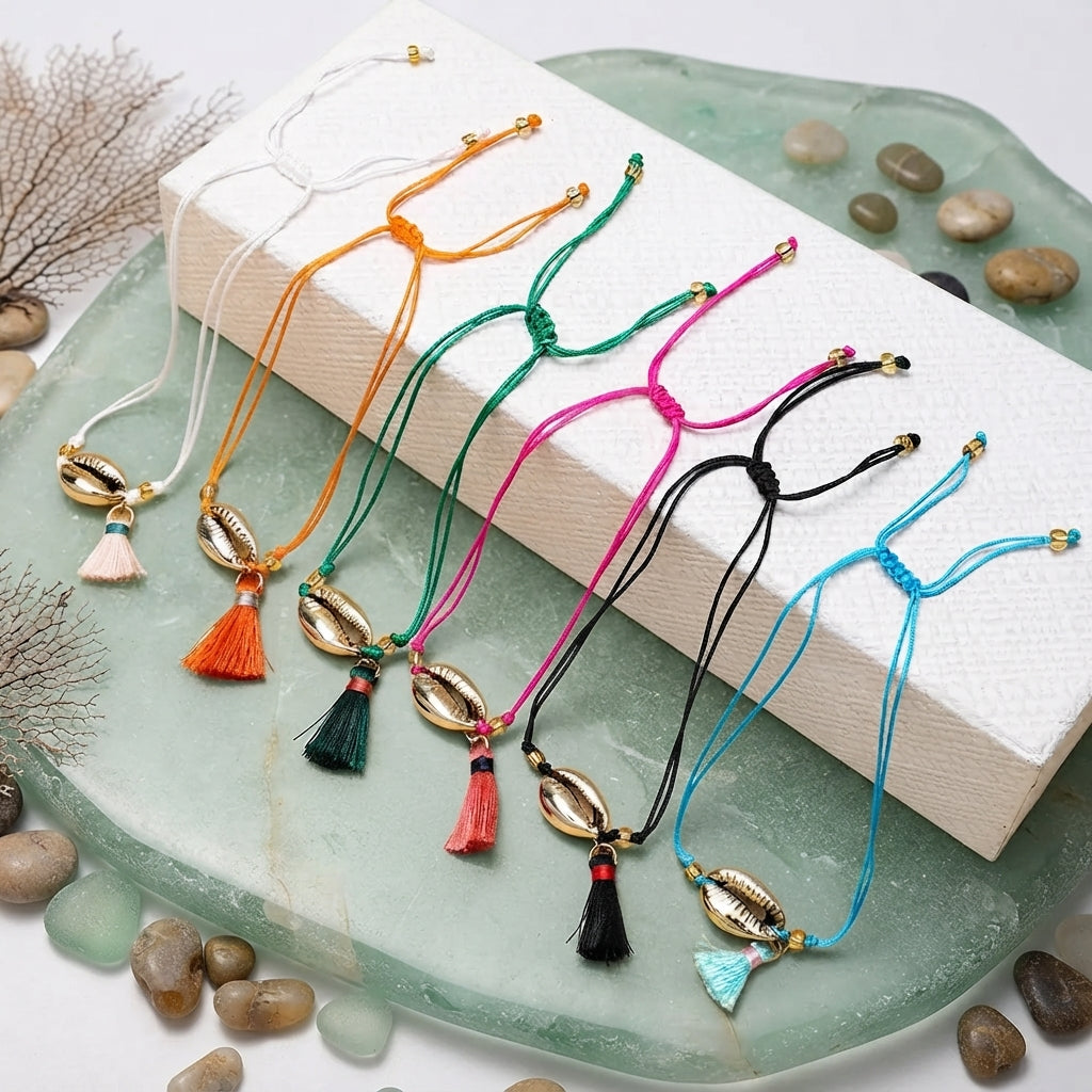 Coastal Cowrie Shell Tassel Bracelet