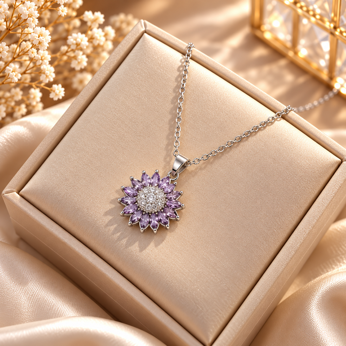 Radiant Bloom Crystal Pendant Necklace