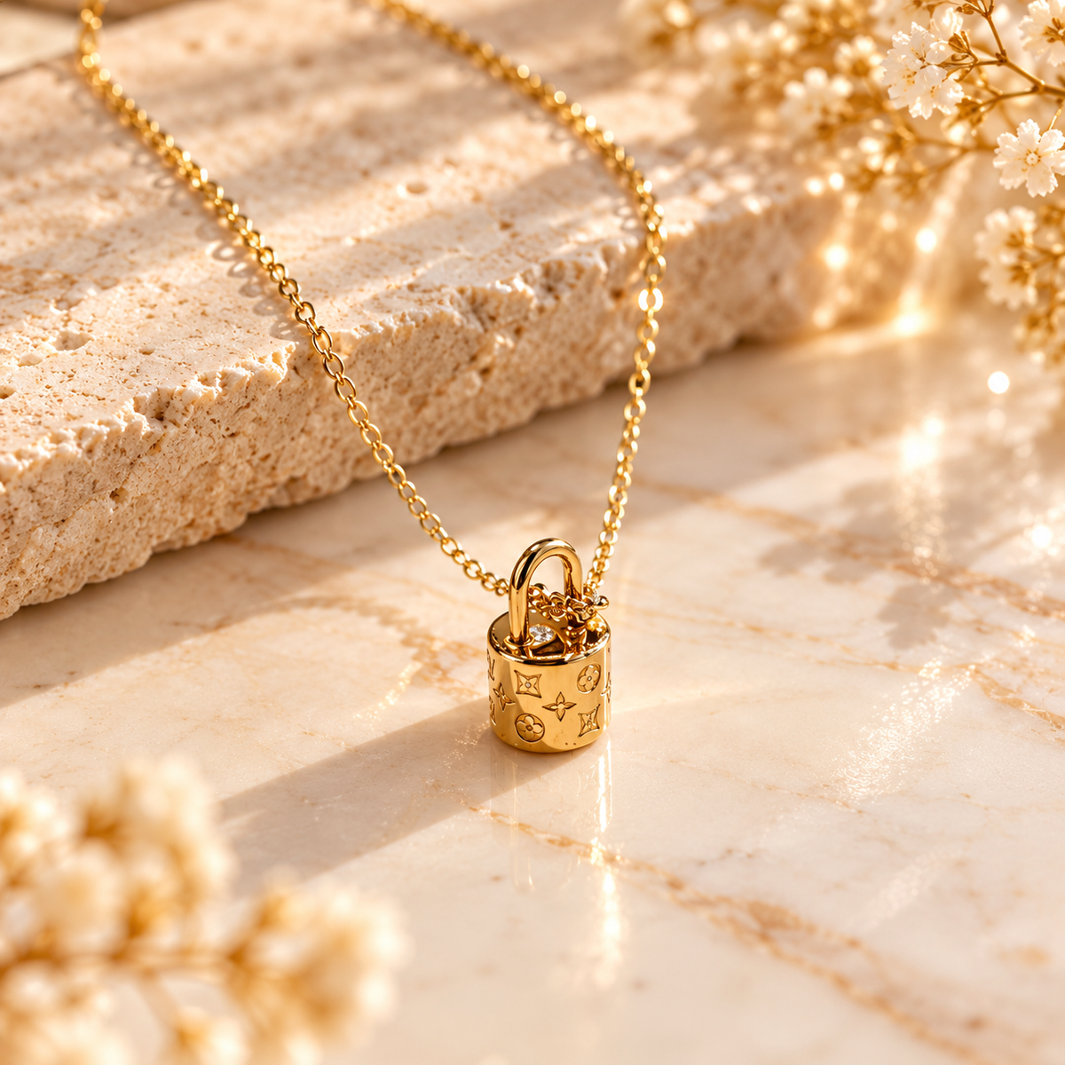 Golden Keepsake Padlock Necklace