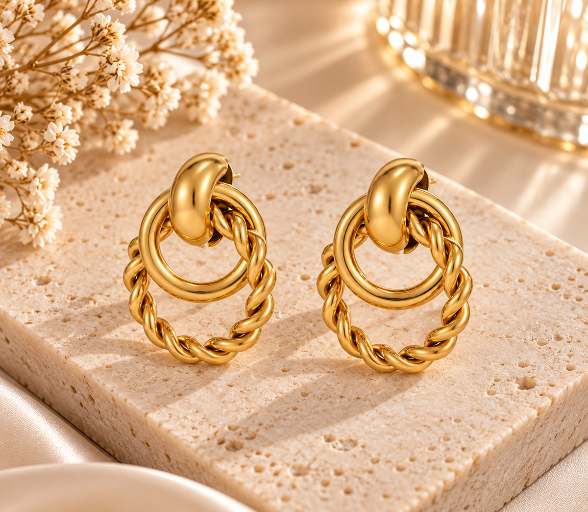 Sculpted Twist Double Hoop Earrings