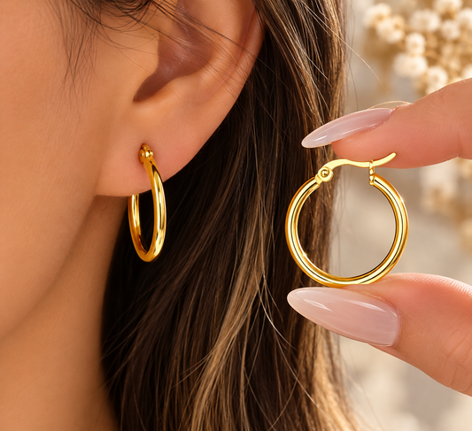Classic Elegance 18K Gold Plated Hoop Earrings