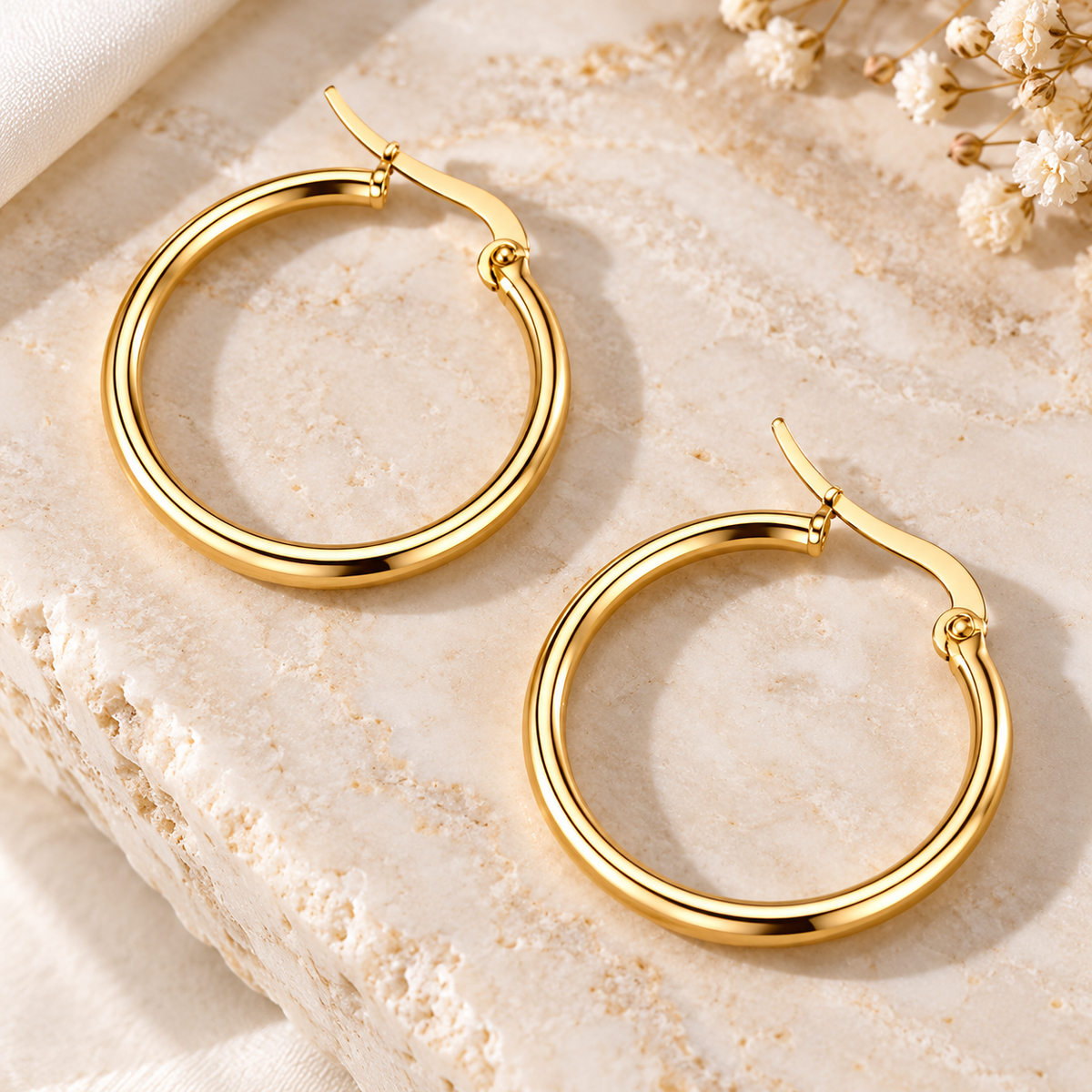 Classic Elegance 18K Gold Plated Hoop Earrings