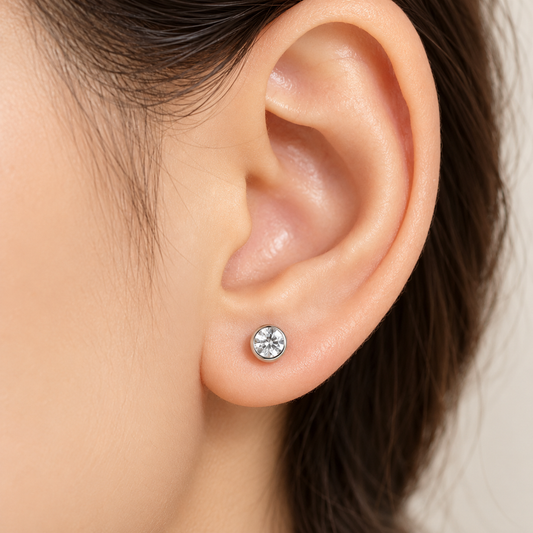 Classic Sparkle Zirconia Stud Earrings – 18K Gold Plated