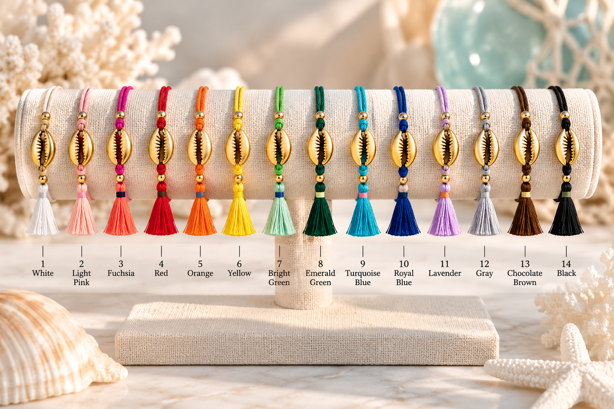 Coastal Cowrie Shell Tassel Bracelet