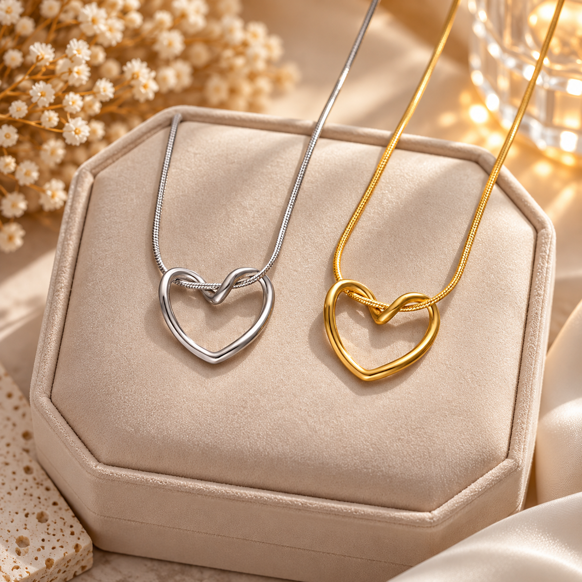 Timeless Love Heart Pendant Necklace – Gold & Silver