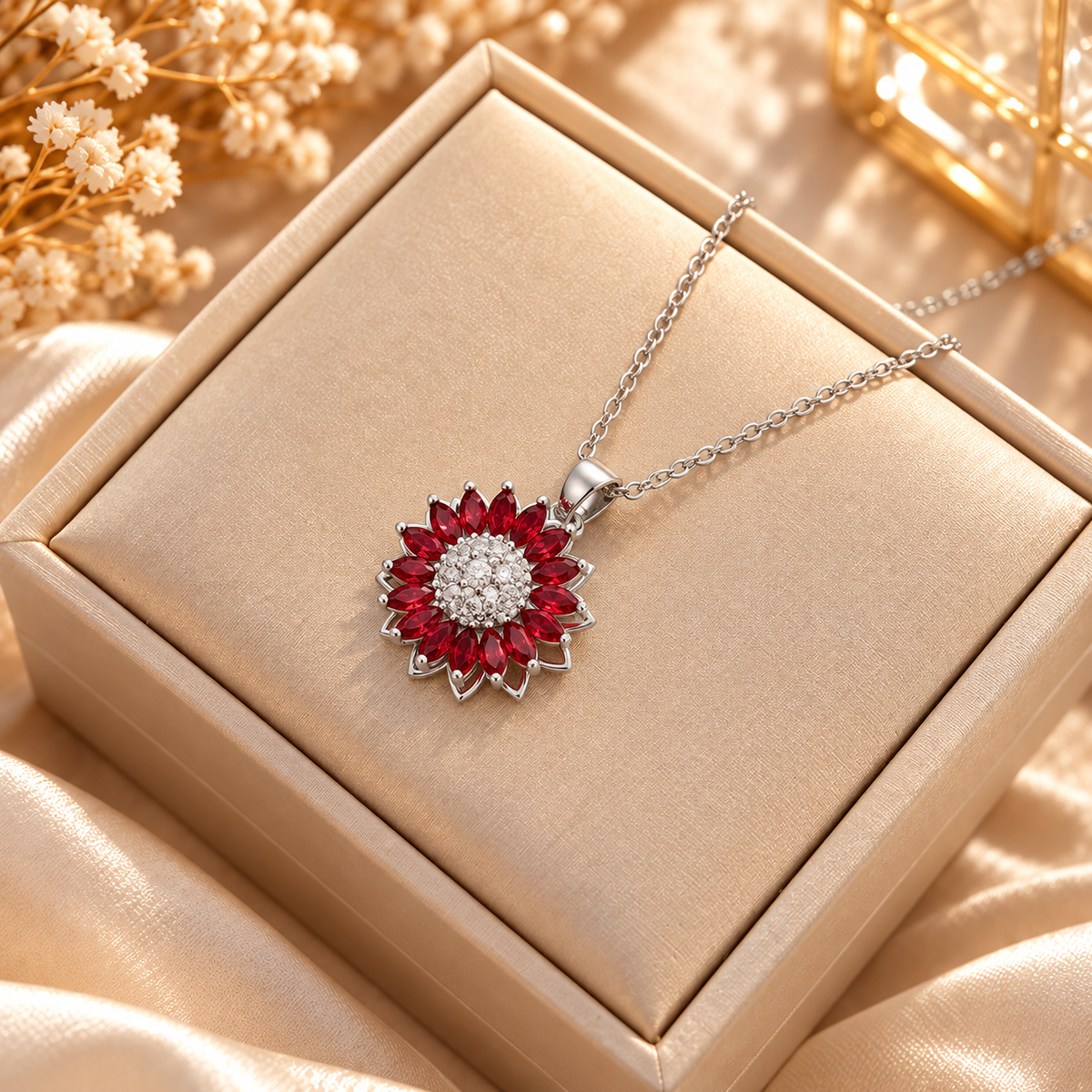 Radiant Bloom Crystal Pendant Necklace
