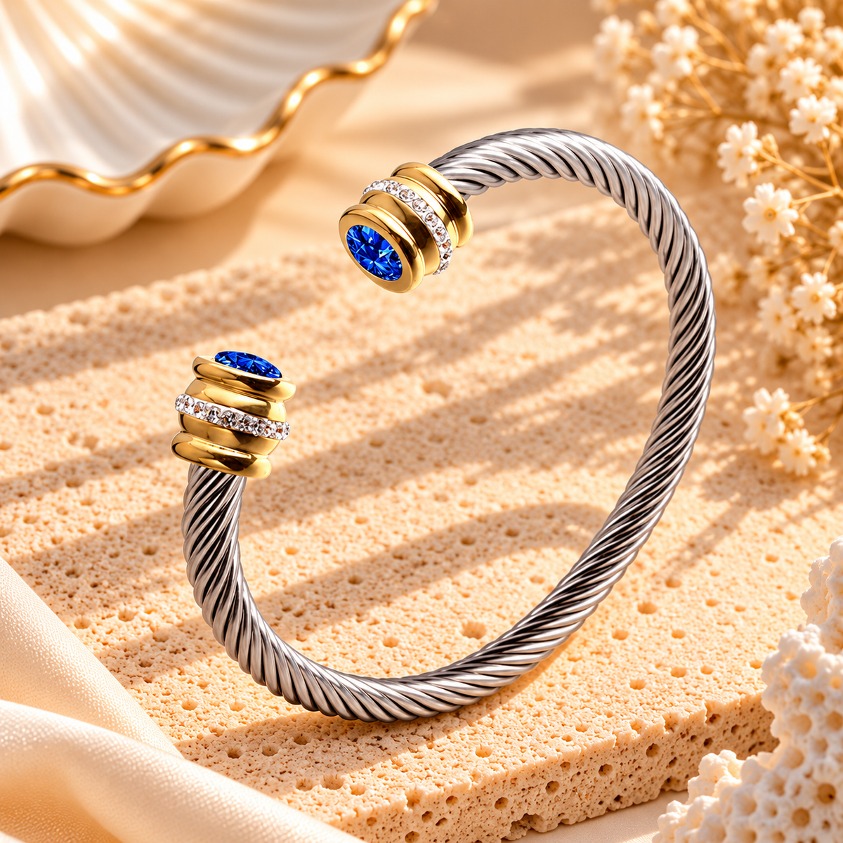 Two-Tone Birthstone Cable Bracelet