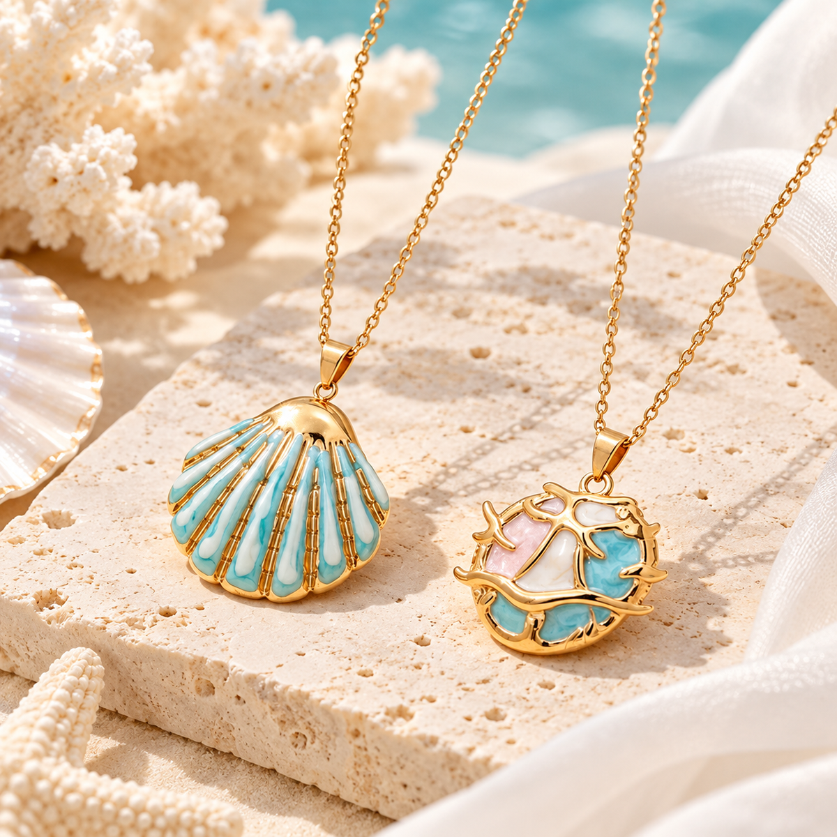 Colorful Coastal Pendant Necklace