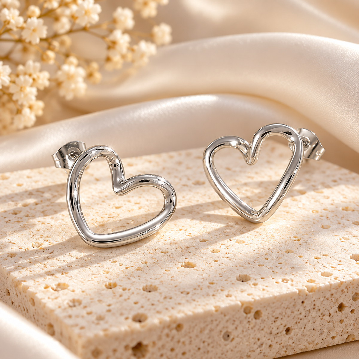 Timeless Love Open Heart Stud Earrings – Gold & Silver