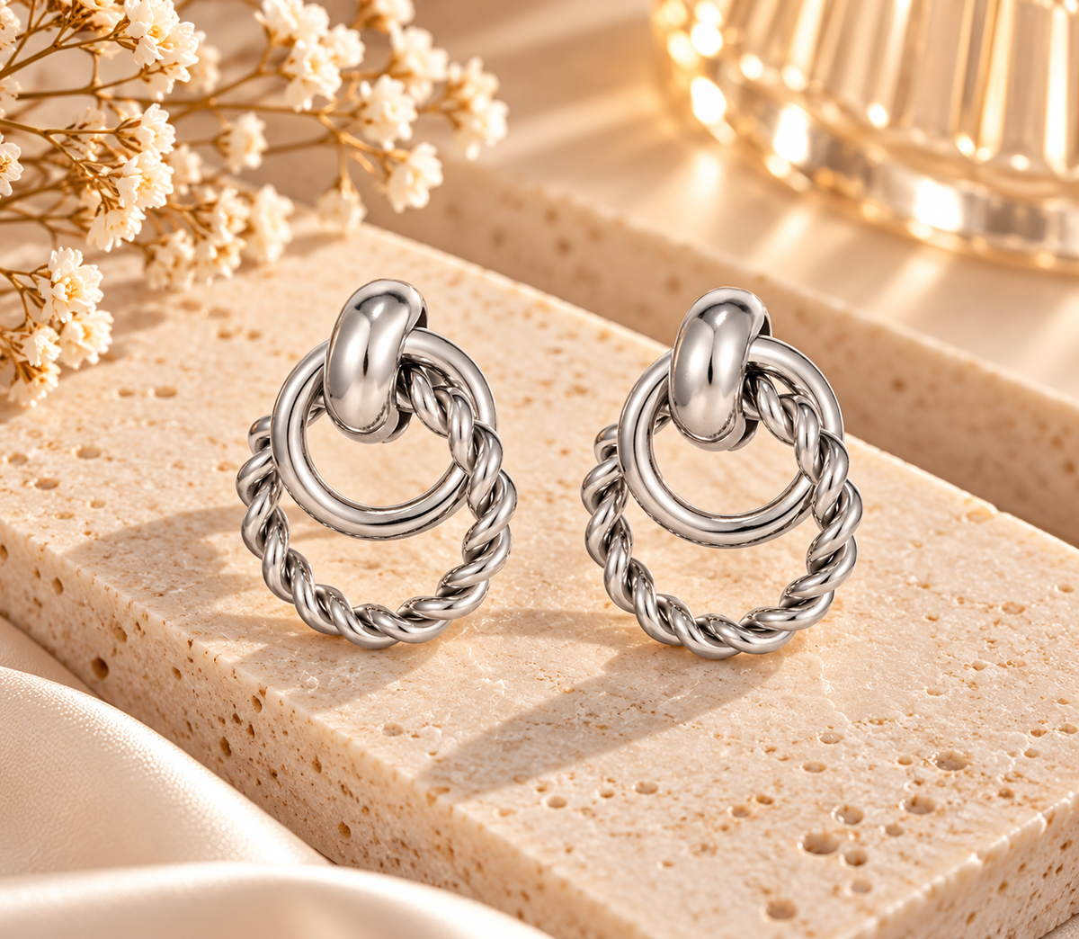 Sculpted Twist Double Hoop Earrings