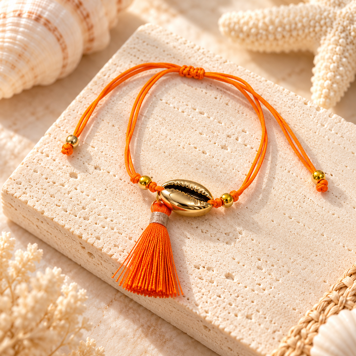 Coastal Cowrie Shell Tassel Bracelet