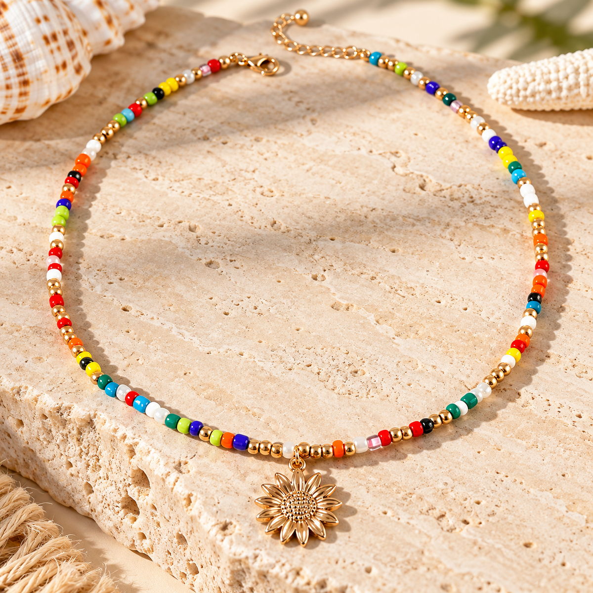 Colorful Sunshine Beaded Necklace