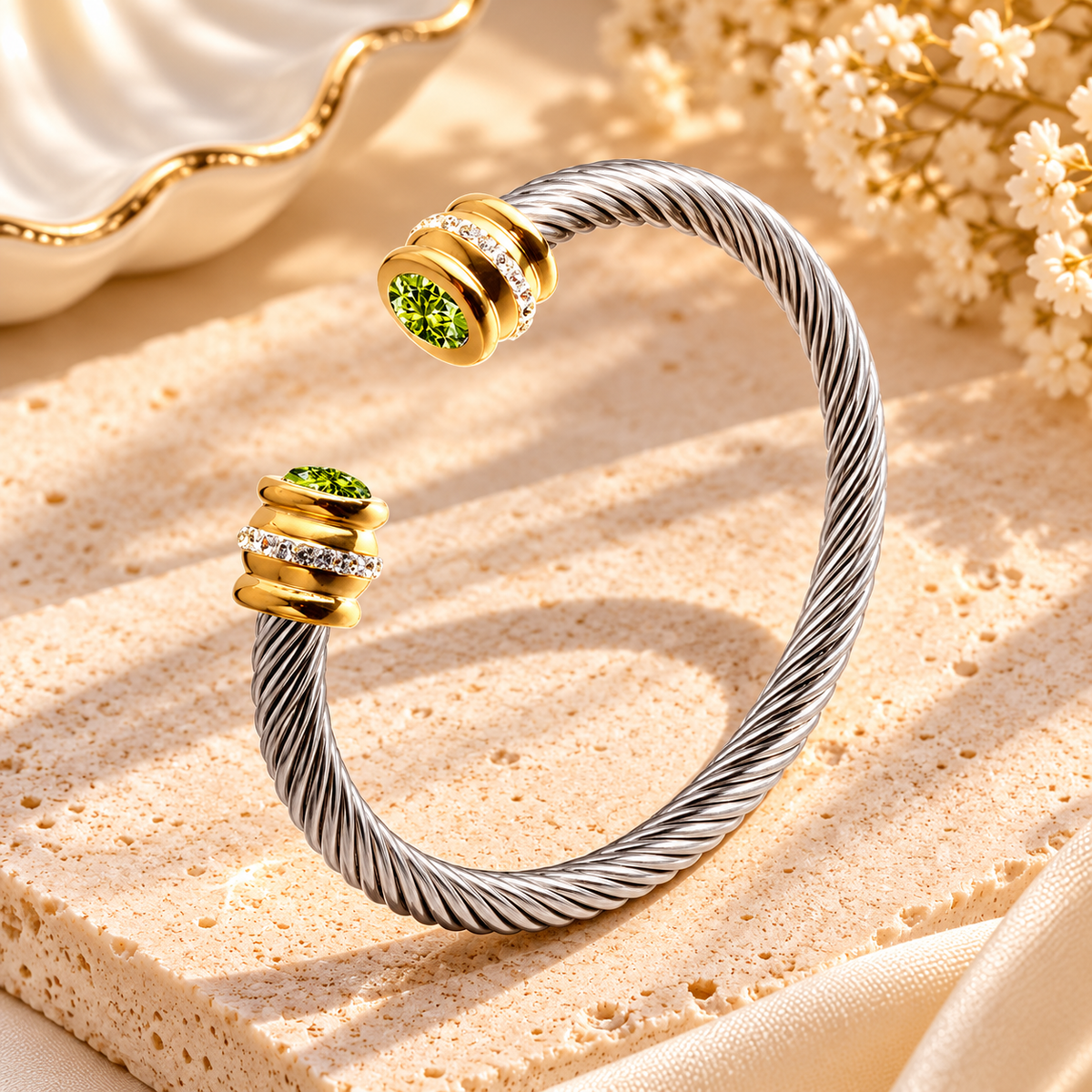 Two-Tone Birthstone Cable Bracelet