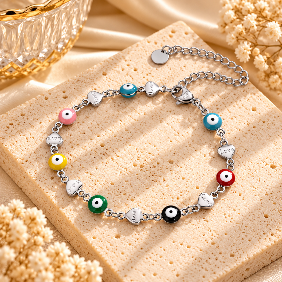 Silver Evil Eye Charm Bracelet – Choose Your Style