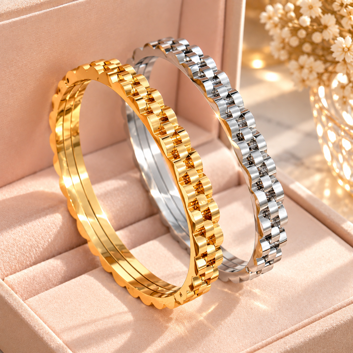 Textured Edge Bangle Bracelet