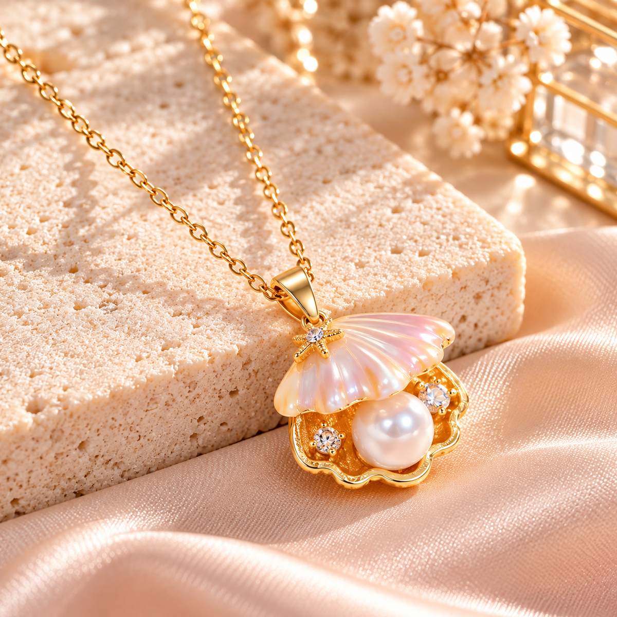 Colorful Seashell Pendant Necklace